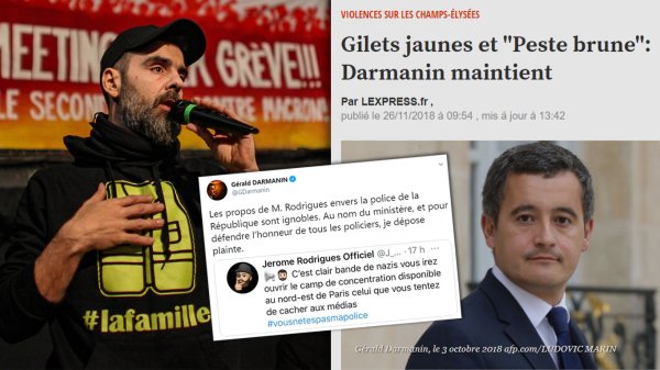 Après avoir traité les Gilets Jaunes de « peste brune », Darmanin attaque J. Rodrigues : solidarité !