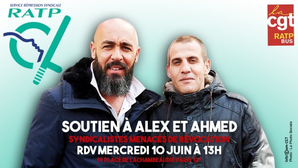 « On ne se laissera pas bâillonner ! » La RATP déconfine la répression : soutien à Alex et Ahmed, élus CGT