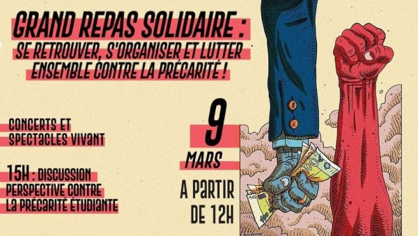 Bordeaux. Grand repas solidaire : se retrouver, s'organiser et lutter ensemble contre la précarité étudiante