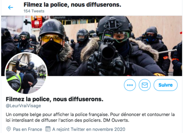 « Filmer la police, nous diffuserons » un compte twitter belge propose de contourner la loi « sécurité globale »
